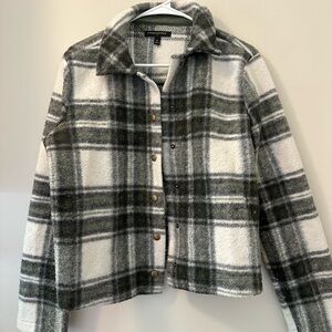 Banana Republic Green plaid fleece jacket
